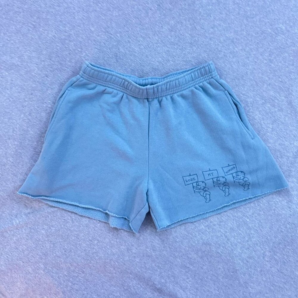 Baby blue “lose my number” boys lie shorts